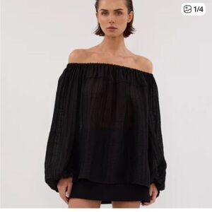 DISSH Linen blend off shoulder top